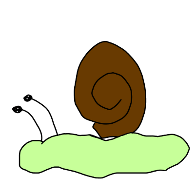 light green snail with a brown shell.