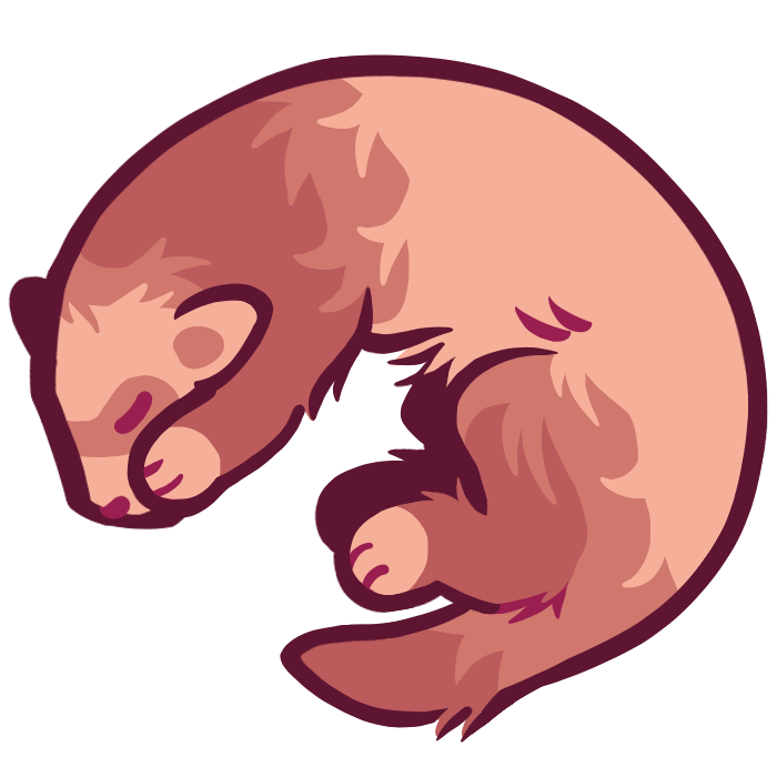 a ferret with warm brown fur lying in a curve shape