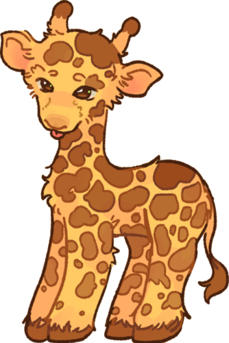 a small giraffe with its tongue sticking out