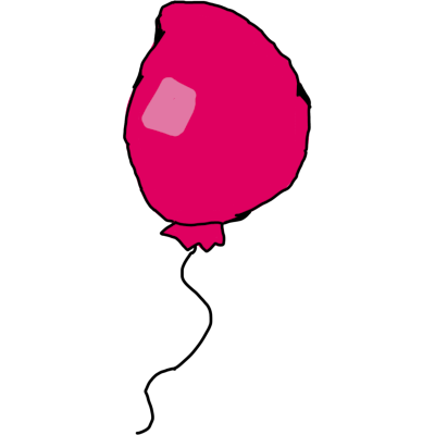  a dark pink balloon with a black string. 