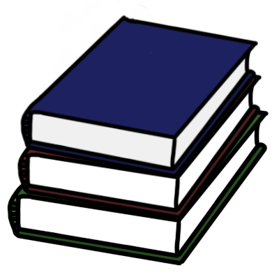 A stack of three hardcover books, going from bigger at the bottom to smaller at the top.