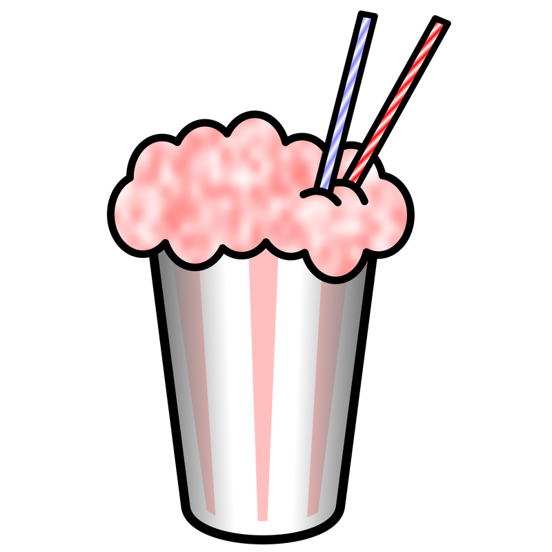 a tall metal cup with two straws in it and pink froth bubbling over the top.