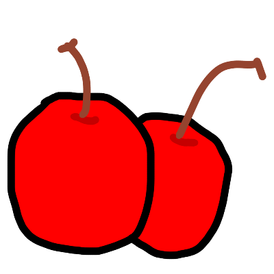 two broght red cherries.