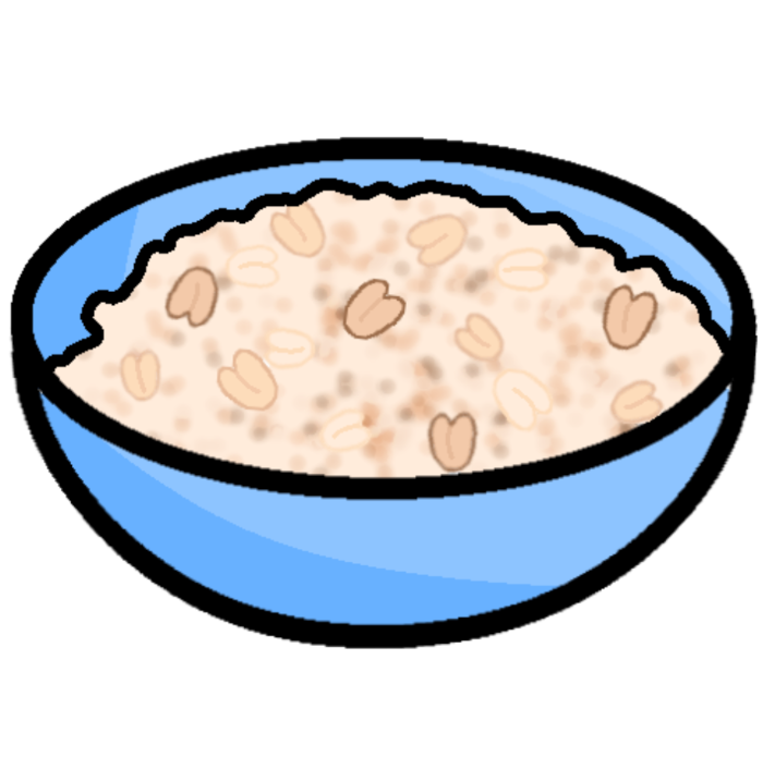 a blue bowl with oatmeal inside of it