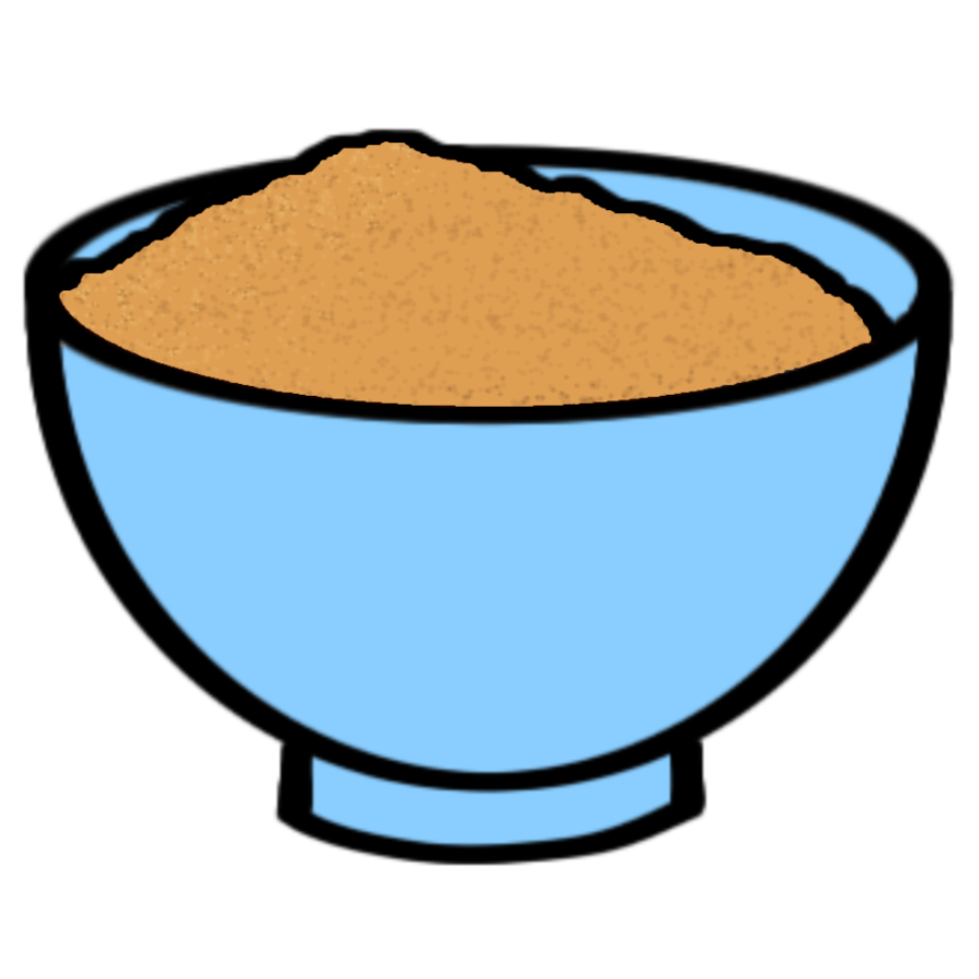 a small blue bowl of cumin with a white outline.