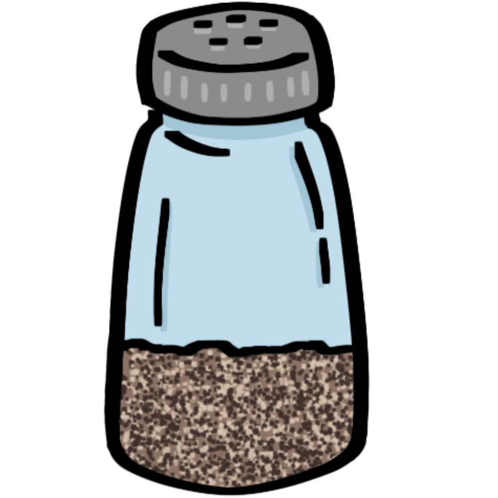 a half full pepper shaker