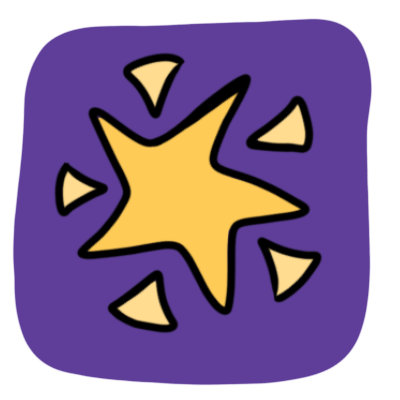 a golden five-pointed star on a purple backdrop.