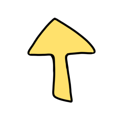 a yellow up arrow on a white backdrop.