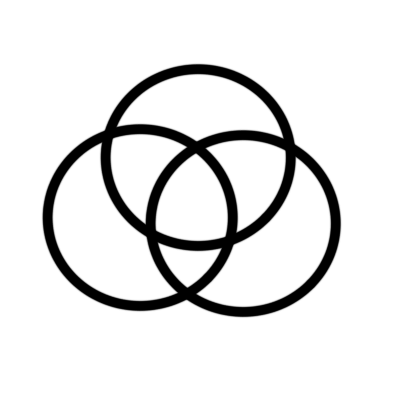 three overlapping circles on a white backdrop.