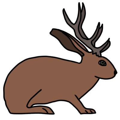 a jackrabbit with antlers.