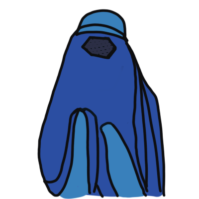 a blue burqa.