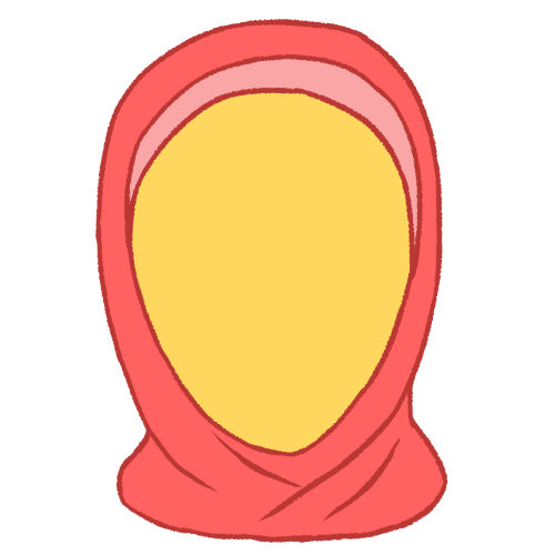 a faceless person wearing a pink hijab.