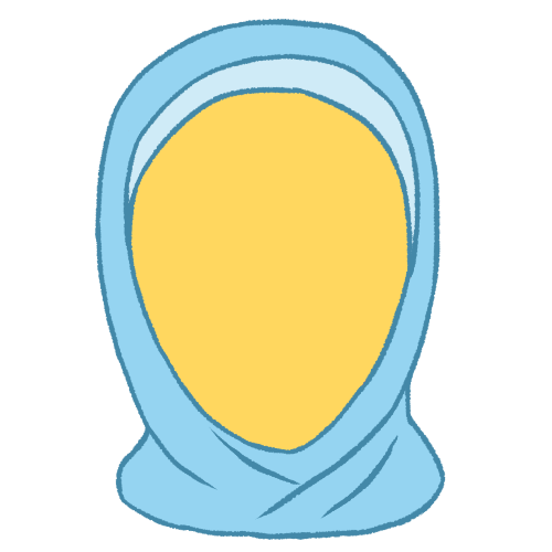 a faceless person wearing a blue hijab.