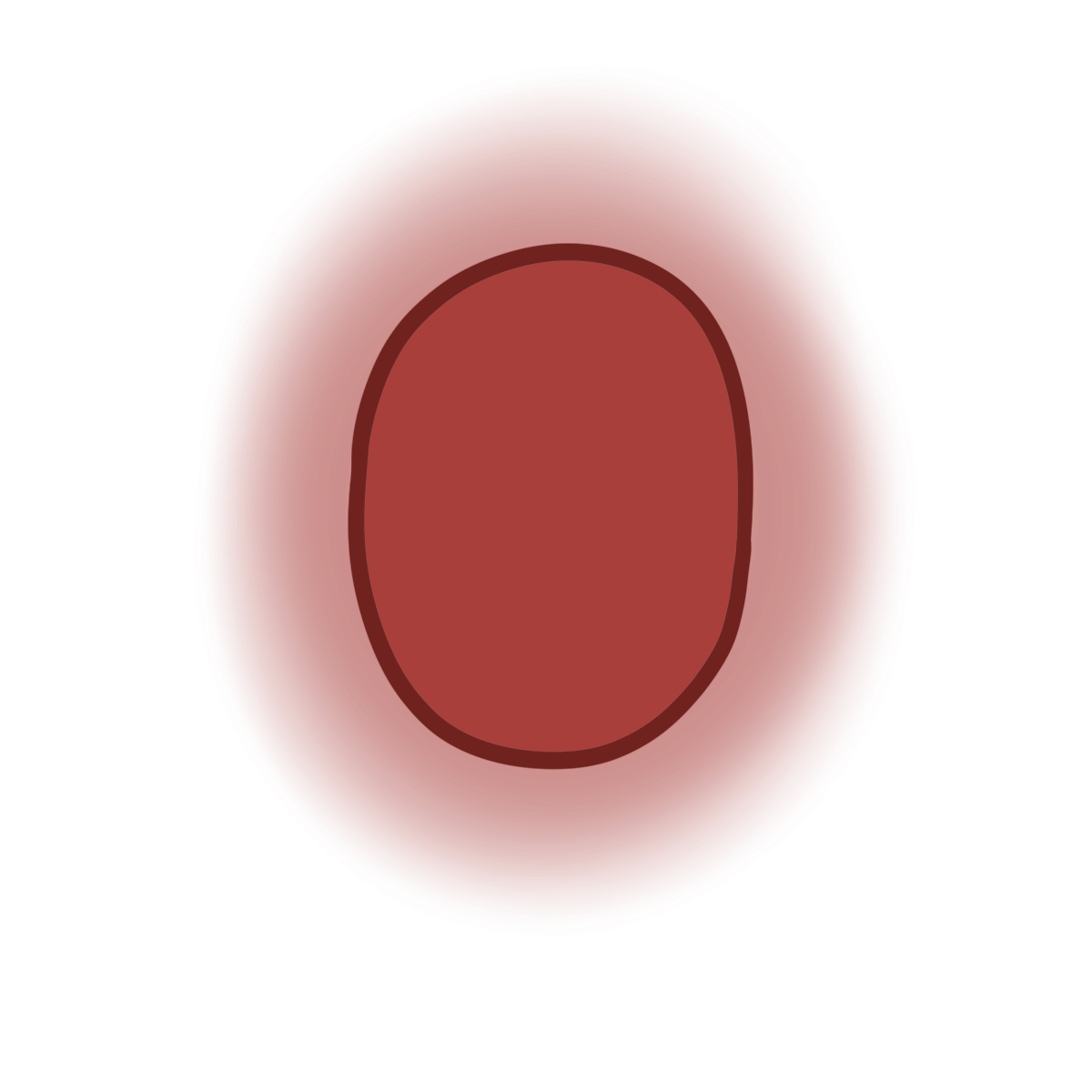 A glowing red oval.