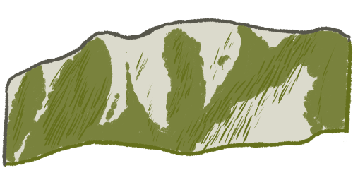 A drawing of part of Mount Lebanon, covered in forest.