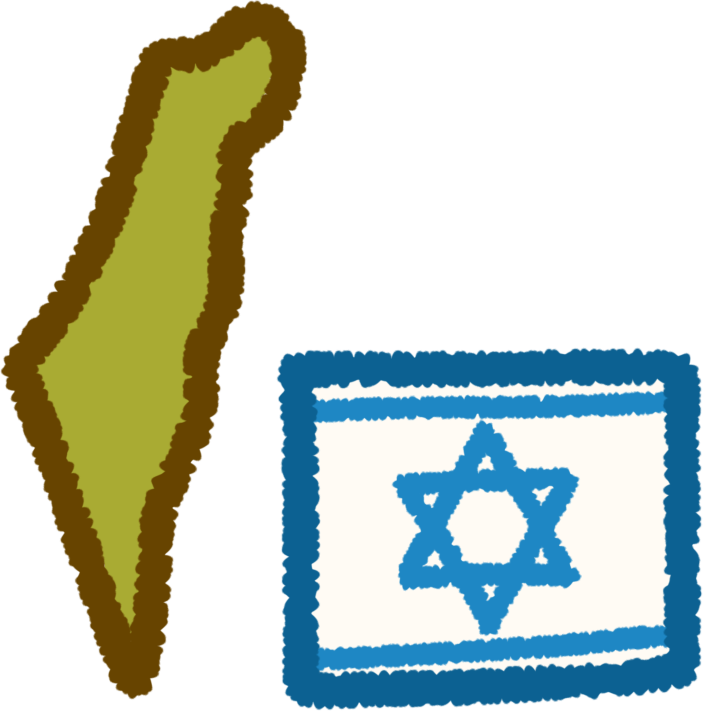 a green shape of the country of israel, with the israeli flag