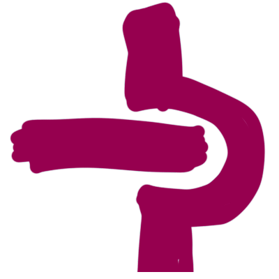 a broadly drawn, magenta glyph. a horizontal line is going into a divot in a vertical line.