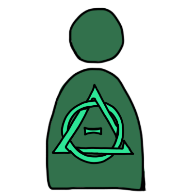 a dark green figure with a light green therianthropy symbol