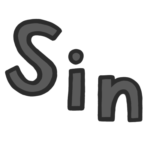 the word 'sin' in medium grey with a dark grey outline