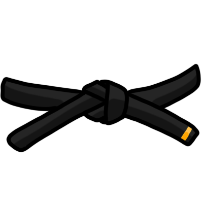 a martial arts black belt, based on art by Wikimedia user Edgouno. there is a gold strip at the end.