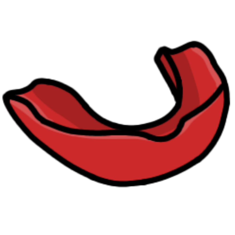a side view of a red custom moldable sports mouth guard.
