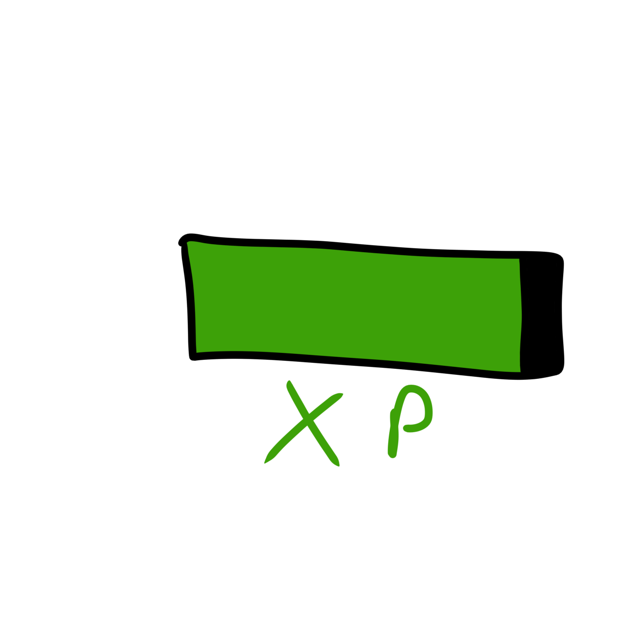  a rectangle that’s mostly filled with green. Green text under it says “XP”.