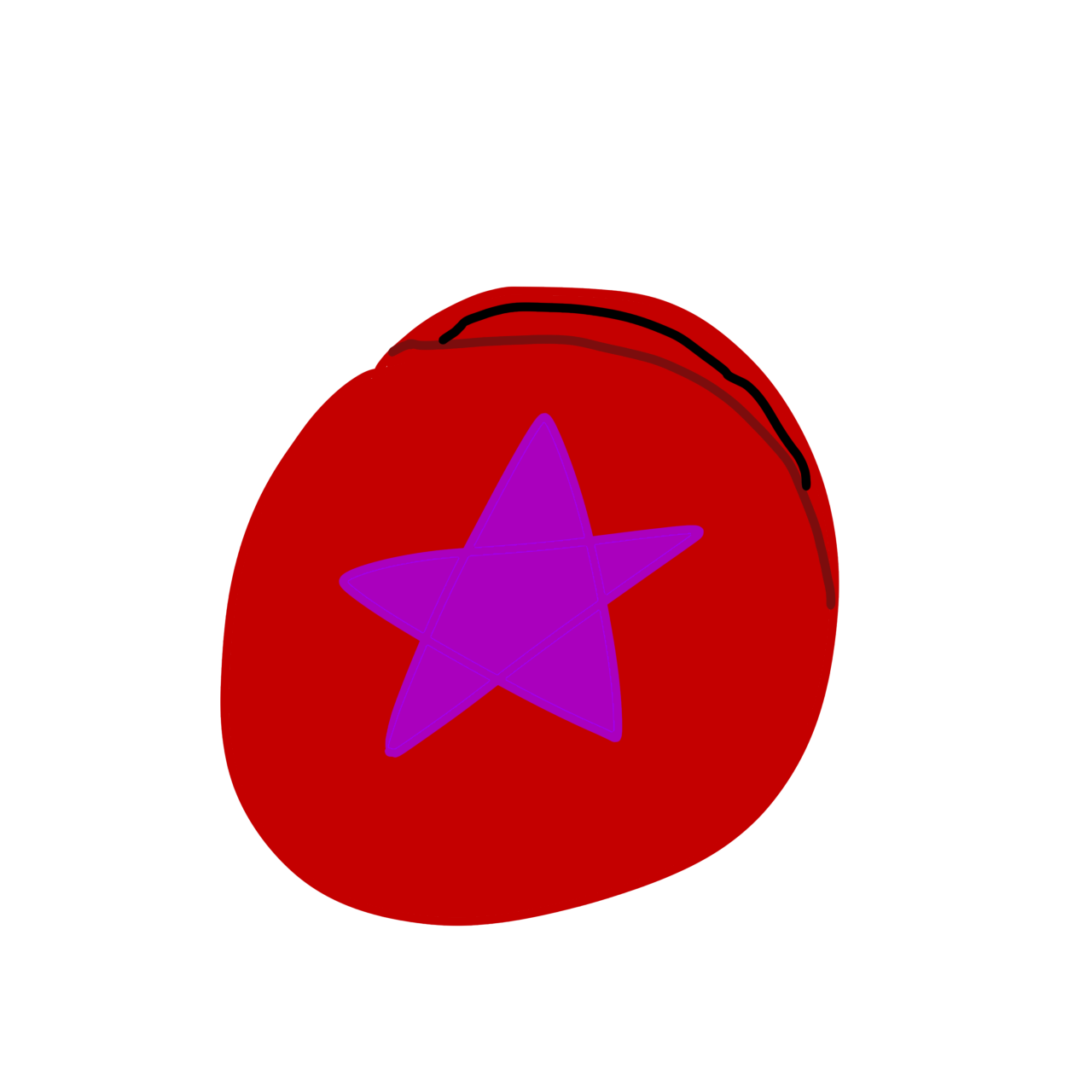 a red yoyo with a purple star decal and white string that goes offscreen. 