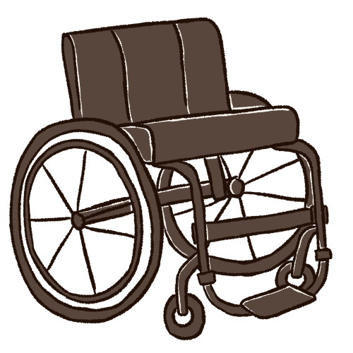 a drawing of a black active wheelchair with white highlights.