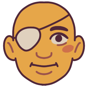 A person smiling. They have a plain white eyepatch over their left eye.
