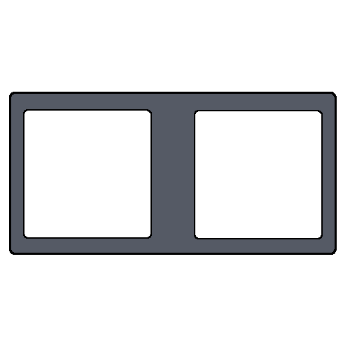 A minimalist drawing of a first then visual support, with white squares inside a gray rectangle.