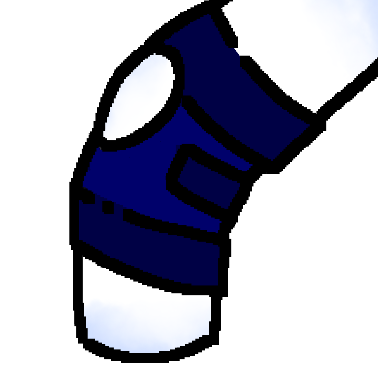 A black knee brace on a white (the color) knee.