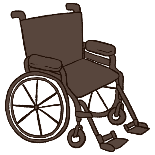 a drawing of a black manual wheelchair.