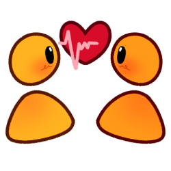 Two emoji yellow people with a pink heartbeat on a red heart between them.