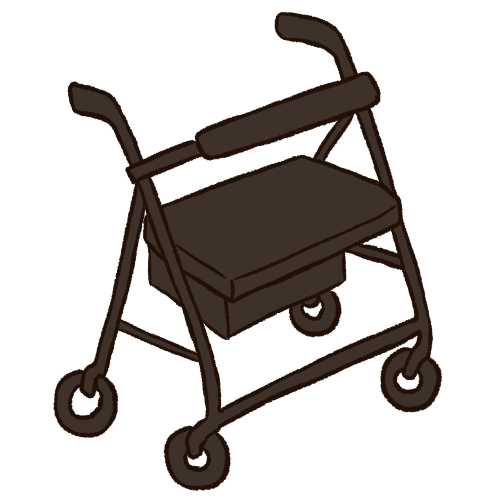 a drawing of a black rollator.