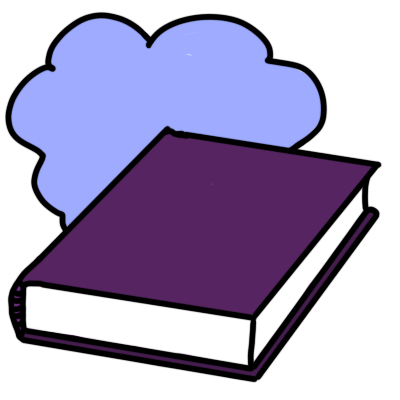 a purple hardcover book with a mauve cloud behind it.