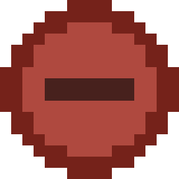 pixelated circle, red with a line that goes left to right.