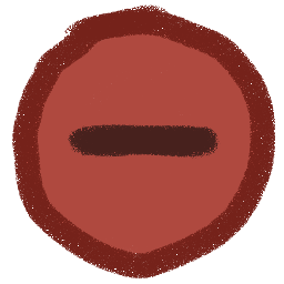 circle with a crayon-style texture. it's red with a line that goes left to right.