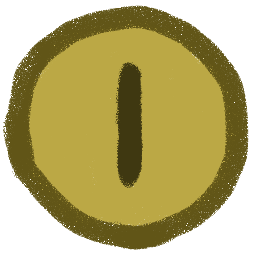 circle with a crayon-style texture. it's yellow with a line that goes up and down.